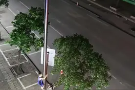 活久见！男孩徒手攀爬路灯，大人在下面围观视频封面