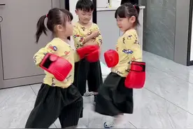 三胞胎的日常生活 真是三个活宝 知道是两个选手，一个是裁判#萌娃搞笑日常视频封面