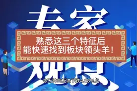 熟悉这三个特征后能快速找到板块领头羊！视频封面