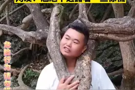 社死现场！男子将头伸进树枝洞拍照反被卡住，网友：尴尬中透露着一丝惊慌视频封面