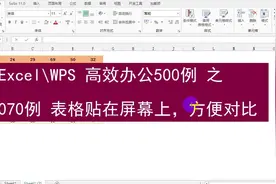 【Excel高效办公500例】070例 表格贴在屏幕上方便对比 #excel视频封面