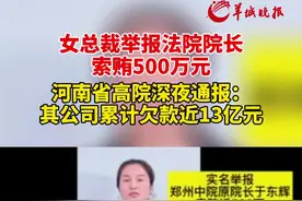 女总裁举报法院院长索贿500万元，河南省高院深夜通报：其公司累计欠款近13亿元视频封面