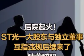 后院起火！ST光一大股东与独立董事互指违规后续来了独董辞职#st光一 #独董辞职 视频封面