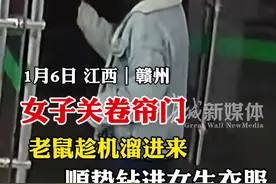 1月6日 #江西 #赣州 女子关卷帘门，老鼠趁机溜进来，顺势钻进女生衣服。视频封面