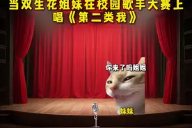 “当双生花姐妹在校园歌手大赛上唱《第二类我》”#猫meme