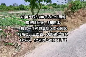40年产权5300平方工业用地 带报建批文，5年回本视频封面