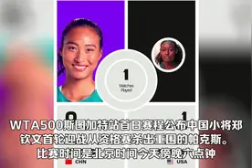 郑钦文首轮对手出炉，今晚六点WTA500斯图加特站迎战帕克斯视频封面