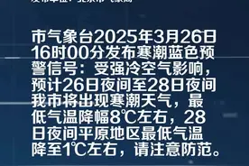北京市气象台2025年3月26日16时00分发布寒潮蓝色预警信号视频封面