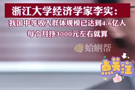 浙江大学经济学家李实：我国中等收入群体规模已达到4.6亿人，每个月挣3000元左右就算。#中等收入群体规模超4亿人  #月薪3000视频封面