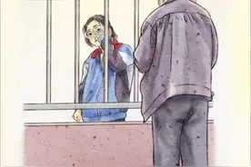 爷爷来学校隔着栏杆看望孙女 女孩子不停的甩着袖子仰着头，不想让眼泪掉下来，最后躲在一旁偷偷抹眼泪，怕爷爷担心#祖孙情 #温暖 #大家好我是来自中国的画师 #艺术来开年 #内容启发搜索视频封面