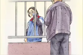 爷爷来学校隔着栏杆看望孙女 女孩子不停的甩着袖子仰着头，不想让眼泪掉下来，最后躲在一旁偷偷抹眼泪，怕爷爷担心#祖孙情 #温暖 #大家好我是来自中国的画师 #艺术来开年 #内容启发搜索视频封面