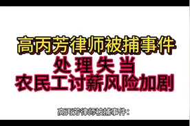 高丙芳律师被捕事件：处理失当，农名工讨薪风险就将加剧#农民工视频封面