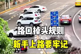 路口掉头规则，新手上路要牢记。#路口掉头规则 #带你懂车 #每天一个用车知识 #新手上路 #驾驶技巧 @抖音汽车视频封面