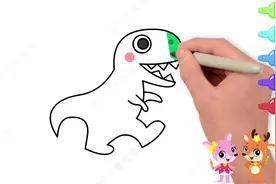 趣味简笔画，一分钟绘制一只恐龙并着色，卡通动物简单画法视频封面