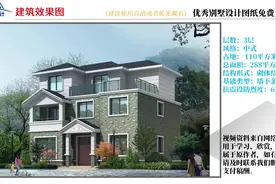 别墅图纸免费分享：中式农村3层小别墅, 外形造型简约线条流畅