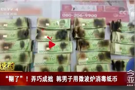 似曾相识 韩国男子用微波炉给钱消毒结果“糊了”视频封面