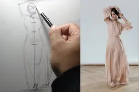 素描人物全身像裙子女人基础人体动态比例-衣褶快速绘画基本规律视频封面