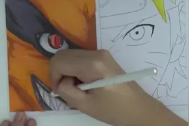 #火影忍者#彩色铅笔手绘画画视频 鸣人九尾迷之微笑视频封面