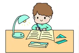 台灯下认真学习写作业的小男孩同学学生简笔画教程卡通人物美术课视频封面