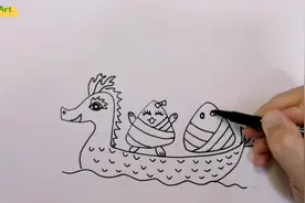 少儿美术：端午节主题画，超萌的粽子来划龙舟啦视频封面