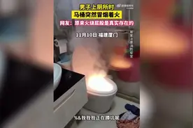警惕！男子上厕所时马桶突然着火图片